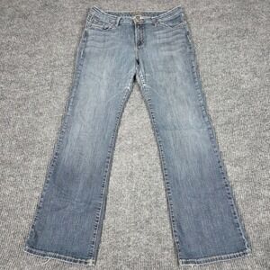 Common Genes Womens Medium Wash Bootcut Flap Pocket Embroidered Jeans Size 12